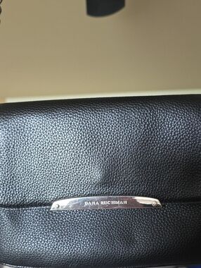 Dana Buchman Black Pebbled Leather Belt Bag with Silver Nameplate